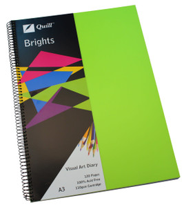 Quill Visual Art Diary PP 110gsm A3 120 Pages - Lime (10780)