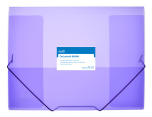 Bantex Cool Frost Transparent Document Wallet PP A4 Elastic Closure - Purple (34986)