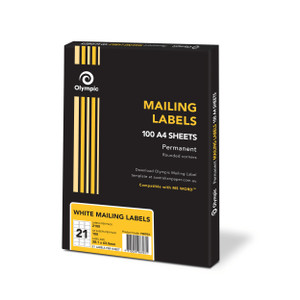 Olympic Labels Multipurpose Mailing Round Corners 21UP 63.5 x 38.1mm, Box of 100 (198703)