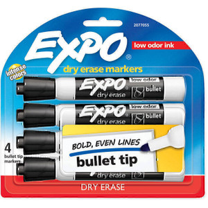 Expo Whiteboard Marker Bullet Black Pack of 4