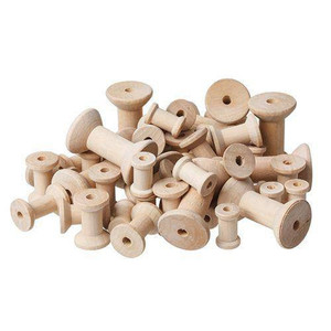 Wooden Spool Natural Assorted Sizes Pack of 50