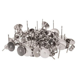 Earring Posts and Studs Stainless Steel 8mm Pack of 100