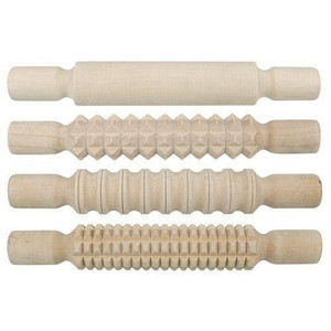 Pattern Rolling Pins Wooden Pack of 4