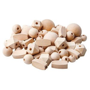 Wooden Natural Beads Assorted Pack of 92
