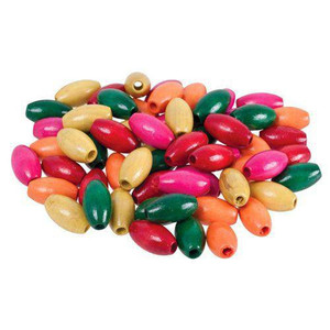 Beads Wooden Oval 14x25mm Assorted Pack of 100