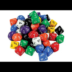 Dice: 10 face Solid 0-9 - 50 Pieces