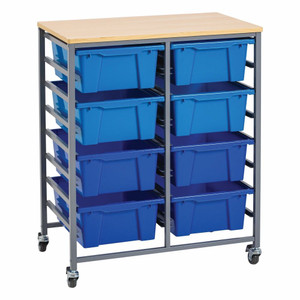 Double Tote Tray Trolley Kits - Double Kit - Blue
