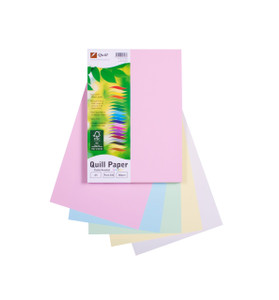 Quill Coloured Paper 80gsm A4 - Pastel Assorted, Pack of 250 (90196)