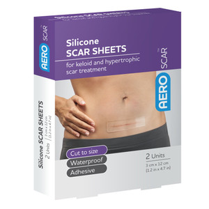 AeroScar Silicone Scar Sheets 3 cm x 12 cm, Box of 2