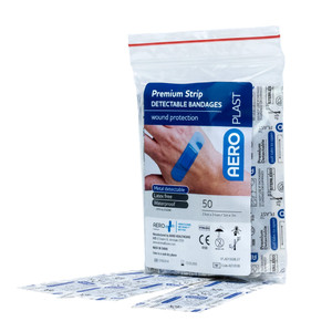 AEROPLAST Premium X-Wide Detectable Strip 7.5 x 2.5cm, Bag of 50