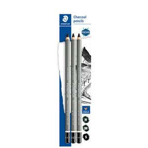 Staedtler 100 Mars Lumograph Charcoal Pencils, Assorted Card of 3