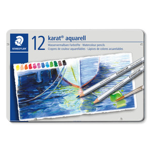 Staedtler 125 Karat Aquarell Watercolour Pencils - Assorted Tin of 12