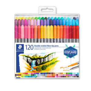 Staedtler 3200 Twin-Tip Double Ended Fibre-Tib Pens, Box of 120 Assorted Colours