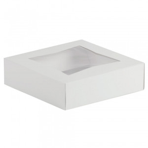 WINDOW CAKE BOX WHITE 230mm x 230mm x 75mm Ctn200