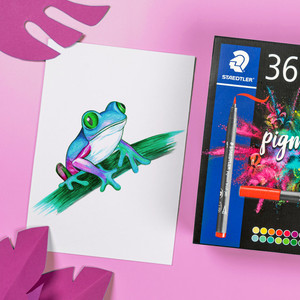 Staedtler 371 Pigment Arts Brush Pen, Assorted Pack of 36