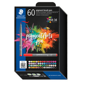 Staedtler 371 Pigment Arts Brush Pen, Assorted Box of 60