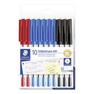 Staedtler Ballpoint Pen Stick 430 Medium - Pack of 10 Assorted Colours