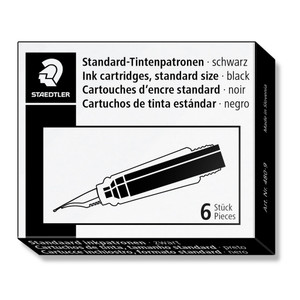 Staedtler 480 Refil Ink Cartridge Black, Box of 6