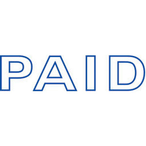 Shiny Pre-Inked Stamp - "PAID" Outline Text - Blue