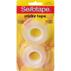 SELLOTAPE STICKY TAPE 18mmx25m Clear Pack of 2