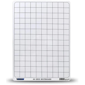 A4 Write Me Board Flexible Double Sided Whiteboard - Plain and 20mm Grid, Each