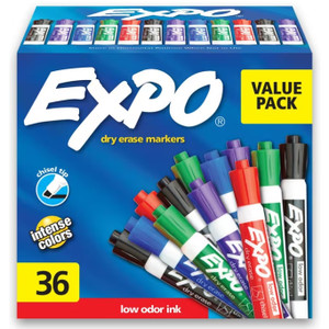 Expo Dry Erase Whiteboard Marker Chisel Tip Assorted - Box of 36