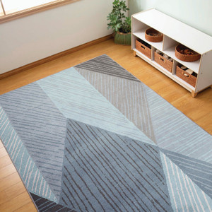 Blue Geometric Carpet - 274 x 183cm