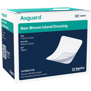 AsGUARD Flex + Non-Woven Island Dressing 7.5cm x 5cm Box of 50