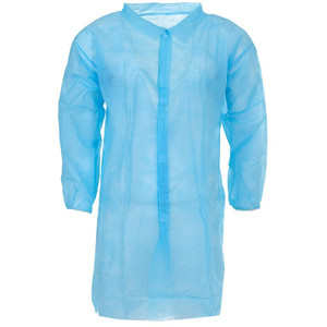Disposable Lab Coats Non Woven PP Double Stitched Medium (115 cm x 125 cm) Blue, Carton of 100