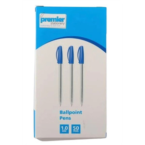 Premier Ballpoint Pens Blue - 1.0mm Tip, Box of 50