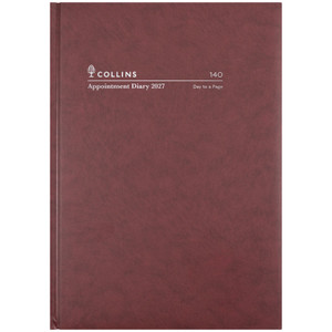 Collins Appointment Series Diary A4 1 Day To Pg 15Min Burgundy 140.P78 (2027 Early Edition)