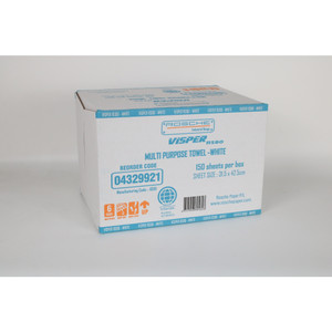 Visper RS80 Multi-Purpose Industrial Towel 31.5 x 42.5cm White, Box of 150 Sheets