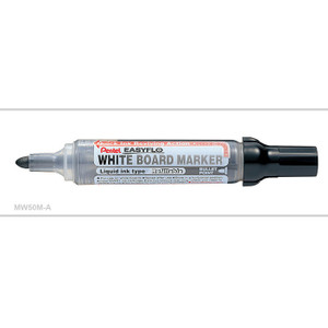 Pentel MW50M Easyflo Refillable Whiteboard Marker Bullet Point Black, Box of 12 (Refill MWR1)