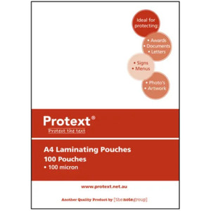 Protext A4 100 Micron Laminating Pouches Box of 100