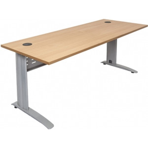RAPID SPAN DESK BEECH TOP WITH BRUSHED SILVER FRAME 1800MM (W) X 700MM (D) X 730MM (H) With 2 x 80mm diameter cable entry hole