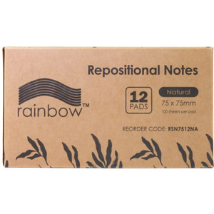 Rainbow FSC Mix Credit Repositional Natural/ Kraft Notes 75 x 75mm 100 Sheets Pad Pack of 12