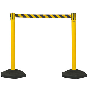 Retractable Belt Barrier Yellow Post - Black/Yellow