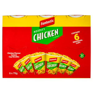 Fantastic Chicken Cup Noodles 70g, Pack of 6 ***Short Expiry: 28-Jun-2026***