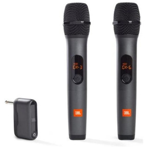 JBL Wireless Microphone System Plug & Play with Rechargeable UHF Dual Channel Wireless Receiver - Black, Pack of 2