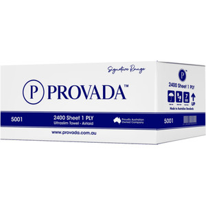 Provada Signature Range UltraSlim Towel, TAD 1Ply, 23cm x 24cm, 150 Sheets per Pack, Carton of 2400 Sheets