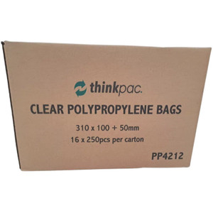 Clear Polypropylene Bags 310 x 100 + 50mm, Pack of 250pcs