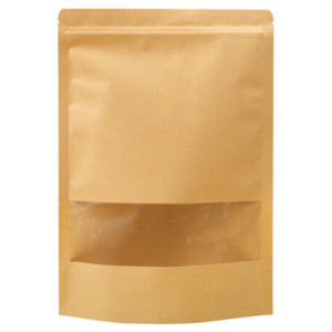 Kraft Paper Stand Up Pouches with Window 120 x 200mm 130um, Carton of 500