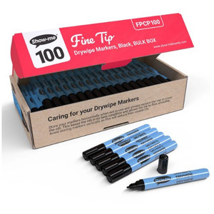 Show Me Fine Point Black Student Whiteboard Pens ( Pack of 100 Markers)