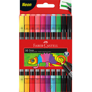 Faber-Castell Double-ended Felt Tip Assorted Marker Pens Neon Pack of 10