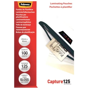 Fellowes Laminating Pouches 65 x 95mm - 125 Micron, Pack of 100