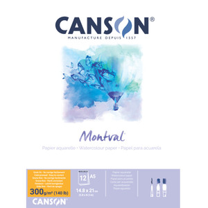 Canson Montval 300gsm Pad Cold Pressed A5 12 Sheets, Each