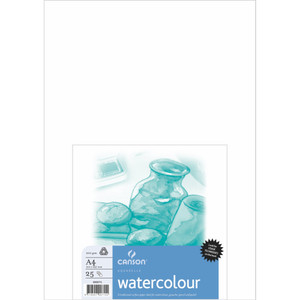 Canson Canson 200gsm Watercolour Paper, White A4, Classroom Pack of 25