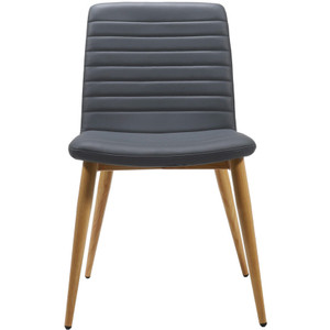 Pixel 4 Leg Chair with French Navy Fabric and Timber Look Powder coat Base,