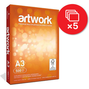 Artwork A3 Copy Paper 500 Sheet Ream 160 CIE 75gsm FSC Certified Carton of 5 Reams