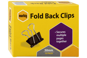 MARBIG FOLDBACK CLIPS 50mm Pk12